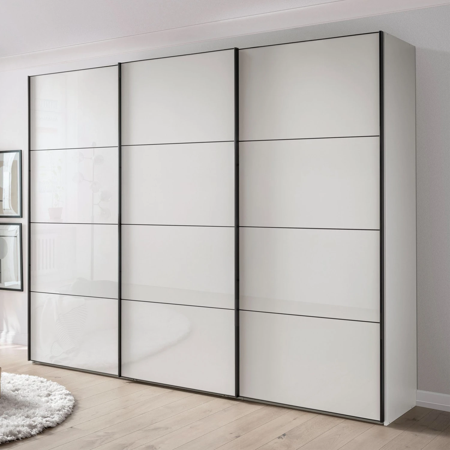 Wiemann Phoenix White 3 Door Sliding Wardrobe in Glass