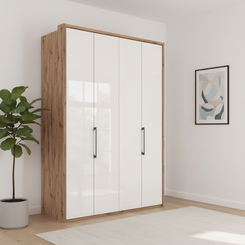 Wiemann Saka 150cm bi-fold wardrobe with 4 glass doors