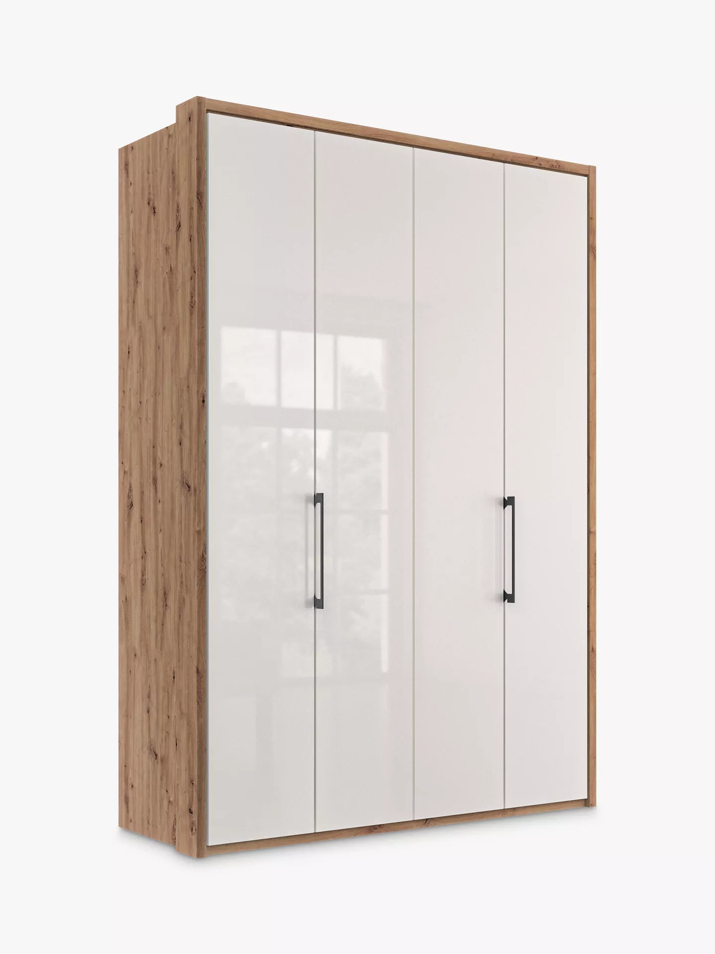 Wiemann Saka 150cm wardrobe with bi-fold opening system and glass finish