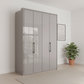 Wiemann Saka 150cm Bi-Fold Wardrobe With 4 Glass Doors with Pebble Grey Carcase