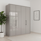 Wiemann Saka 200cm Bi-Fold Wardrobe With 4 Glass Doors with Pebble Grey Carcase