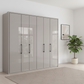 Wiemann Saka 250cm Bi-Fold Wardrobe With 6 Glass Doors with Pebble Grey Carcase