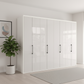 Wiemann Saka 300cm Bi-Fold Wardrobe With 8 Glass Doors with White Carcase