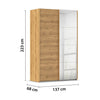 Rauch Wooden wardrobe with dimensions labeled on a white background Width 137cm
