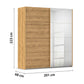2 Meter Wild Oak Rauch Eve 2 Door Sliding Wardrobe with Mirror