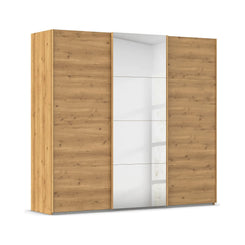 Wild Oak Rauch Eve 3 Door Sliding Wardrobe with Mirror Width 242cm