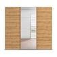 Large 3 Door Wooden wardrobe with sliding doors and Middle Mirror Door on a white background