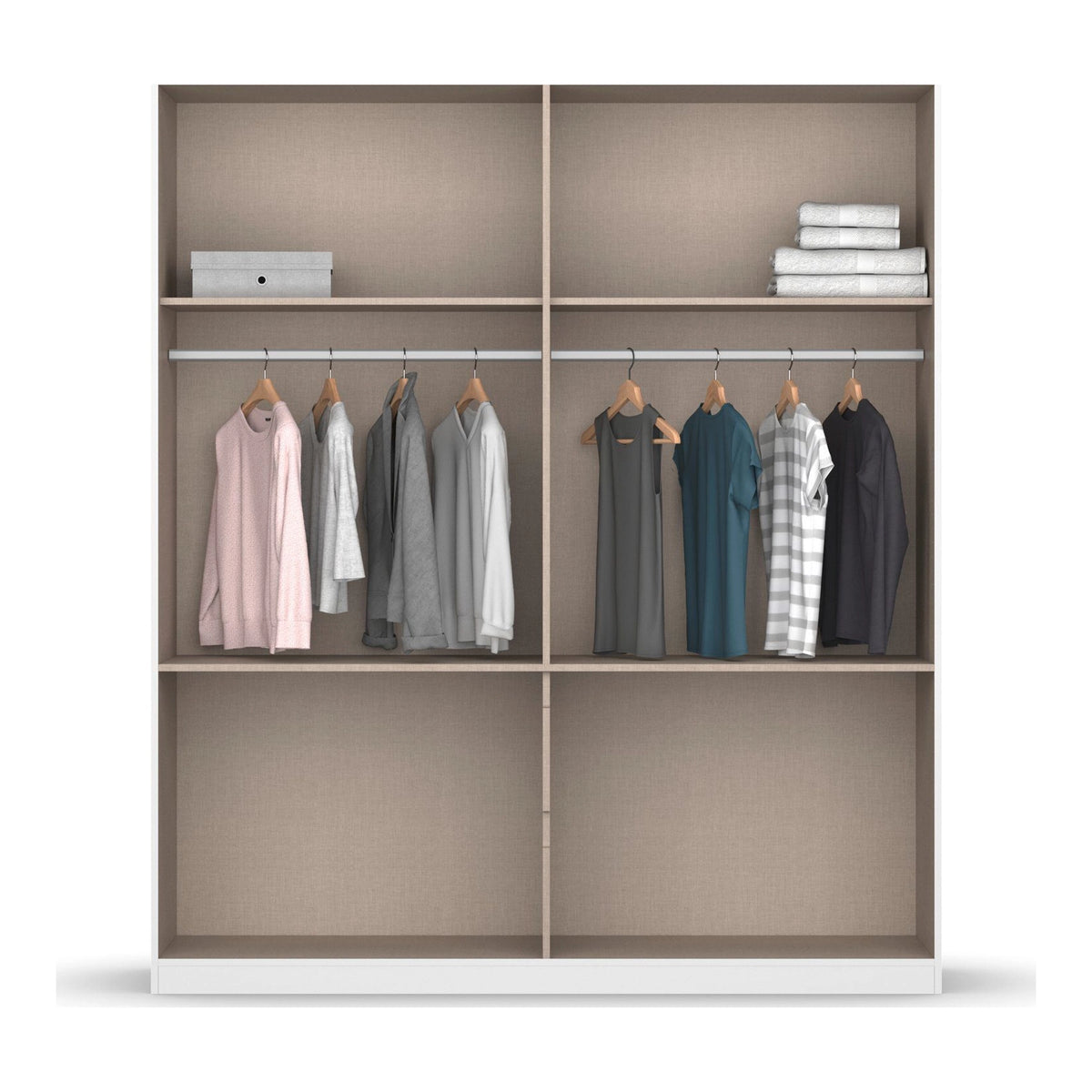 Winnipeg Metallic Grey With Mirror 4 Door Wardrobe with Drawers – W181CM