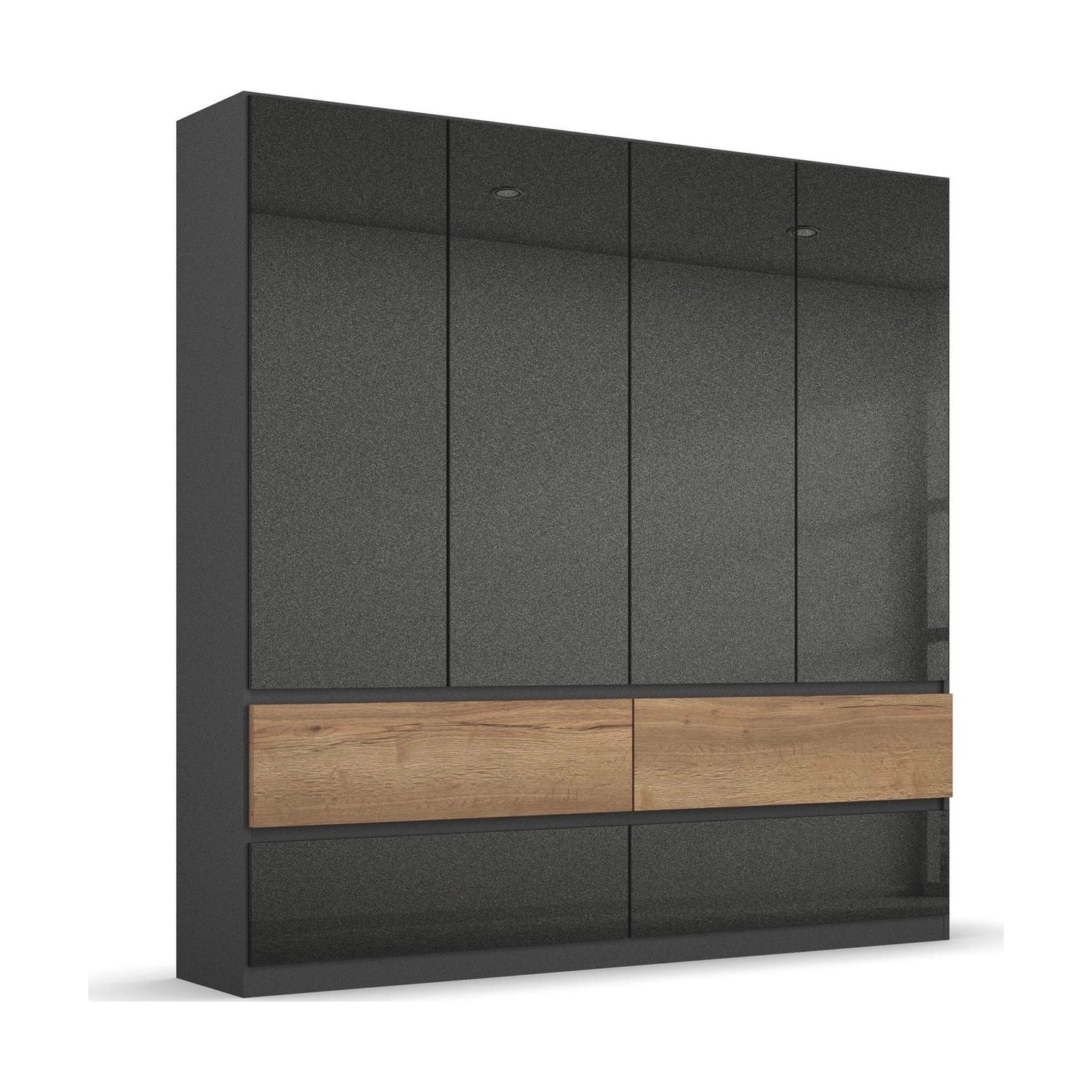 Winnipeg Metallic Grey High Gloss 4 Door Wardrobe with Drawers – W181CM