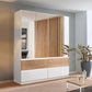 Winnipeg Alpine White With Mirror 5 Door Wardrobe with Drawers - W226CM - With Light Styled in a Bedroom