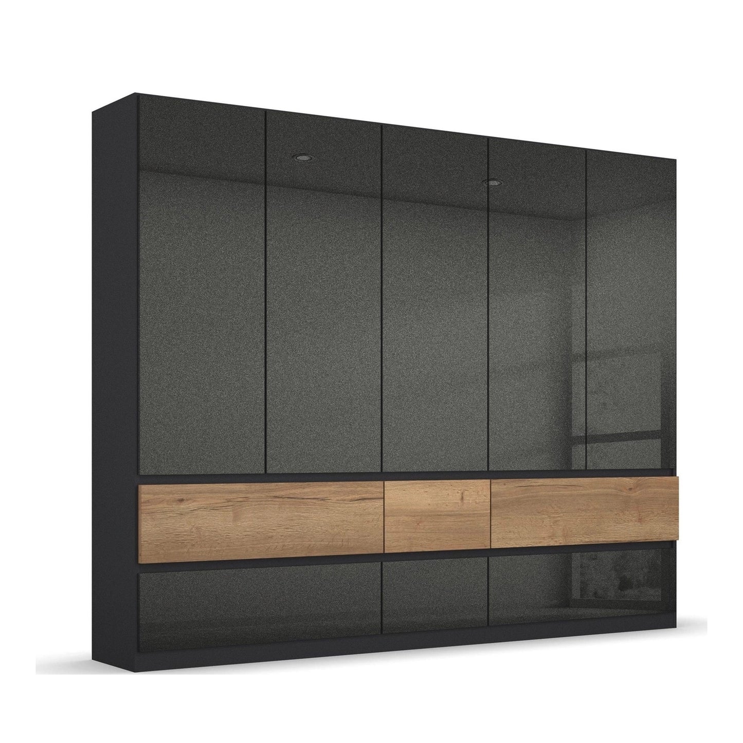 Winnipeg Metallic Grey 5 Door Wardrobe with Drawers - W226CM