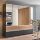 Winnipeg Metallic Grey With Mirror 5 Door Wardrobe with Drawers - W226CM - Styled in a Bedroom
