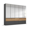 Winnipeg Metallic Grey With Mirror 5 Door Wardrobe with Drawers - W226CM