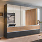 Winnipeg Metallic Grey With Mirror 6 Door Wardrobe with Drawers - W271CM - With Light