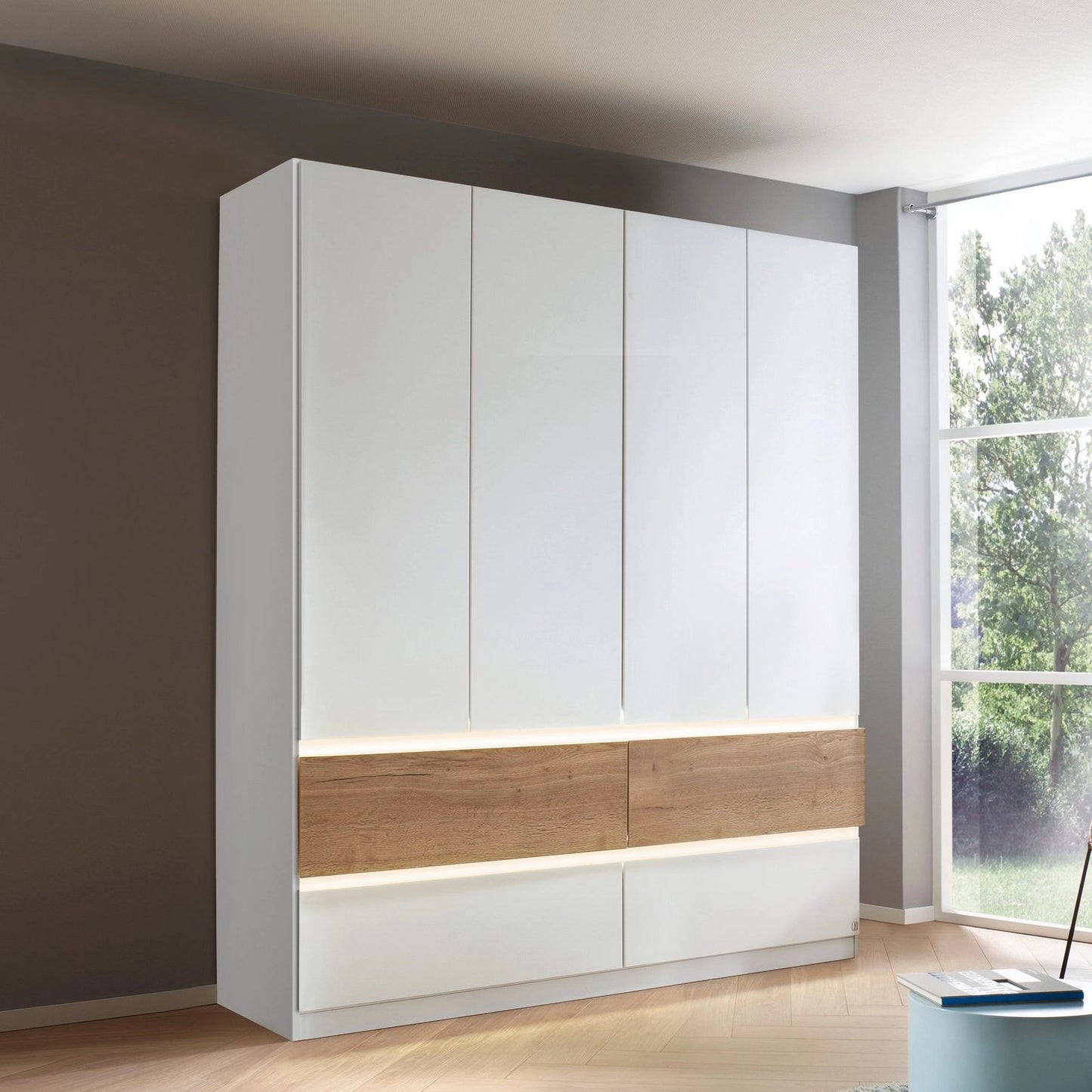 Winnipeg Alpine White 4 Door Wardrobe with Drawers - W181CM - Styled in a Bedroom
