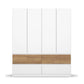 Winnipeg Alpine White 4 Door Wardrobe with Drawers - W181CM  Front View