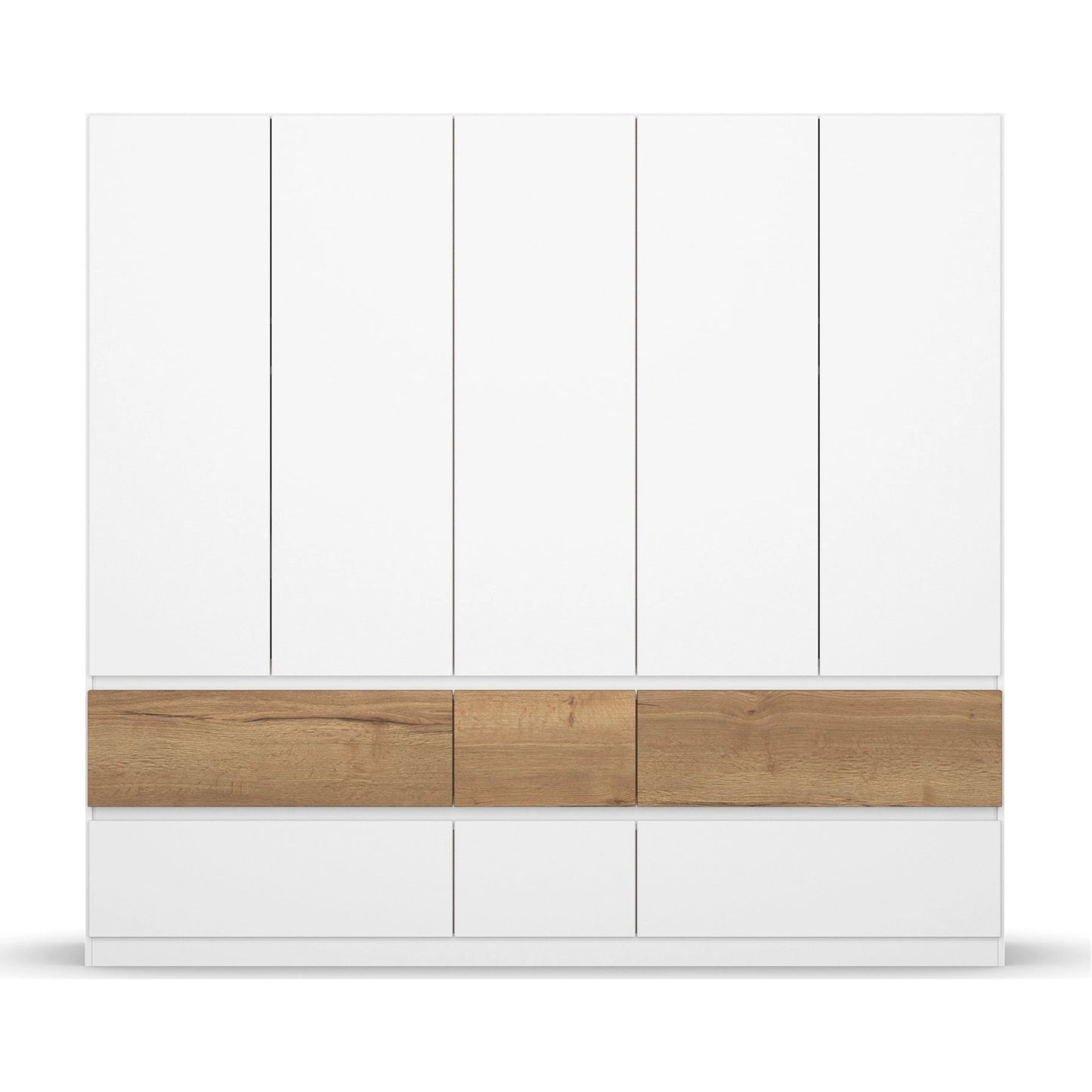 Winnipeg Alpine White 5 Door Wardrobe with Drawers - W226CM - Front View