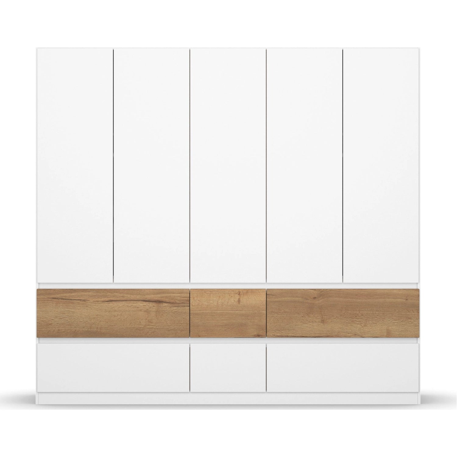 Winnipeg Alpine White 5 Door Wardrobe with Drawers - W226CM - Front View