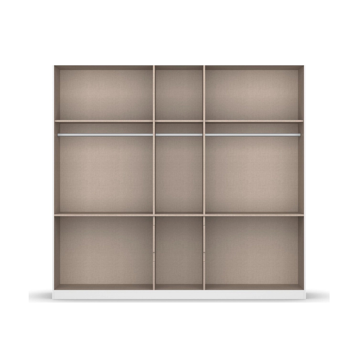 Winnipeg Metallic Grey 5 Door Wardrobe with Drawers - W226CM - Interior View