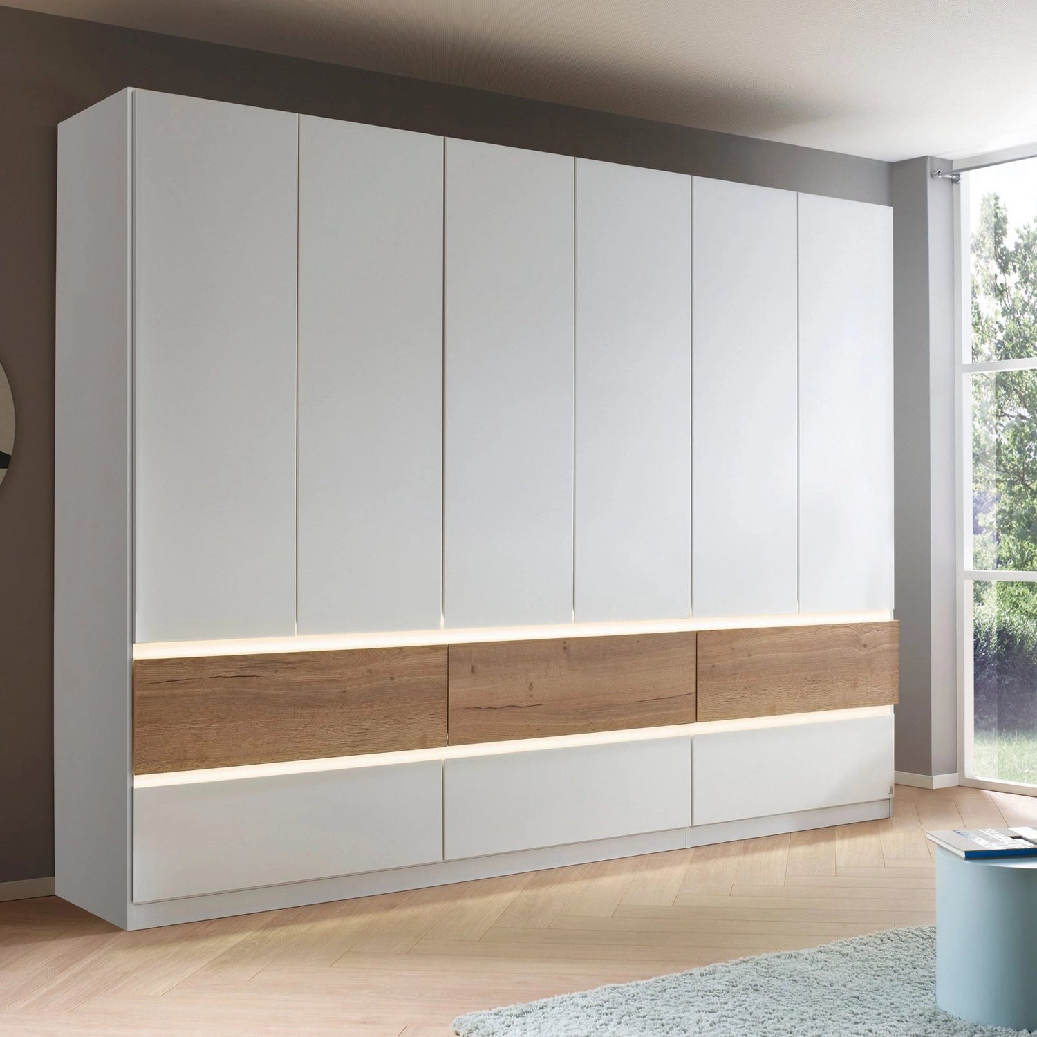 Winnipeg Alpine White 6 Door Wardrobe with Drawers - W271CM - Styled in a Bedroom