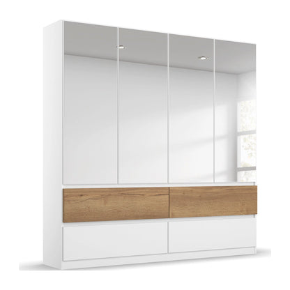Winnipeg Alpine White With Mirror 4 Door Wardrobe with Drawers - W181CM