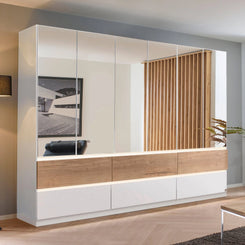 Winnipeg Alpine White With Mirror 6 Door Wardrobe with Drawers - W271CM