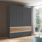 Winnipeg Metallic Grey 4 Door Wardrobe with Drawers With Light – W181CM