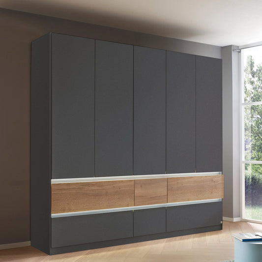 Winnipeg Metallic Grey 5 Door Wardrobe with Drawers - W226CM - Styled in a Bedroom