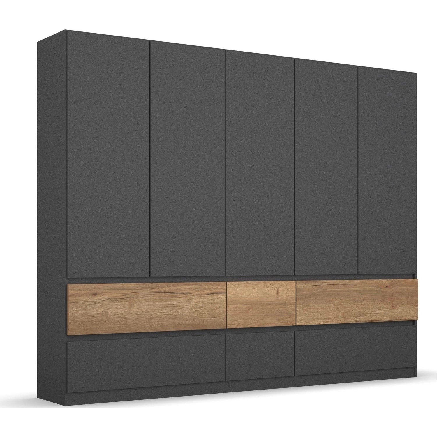 Winnipeg Metallic Grey 5 Door Wardrobe with Drawers - W226CM