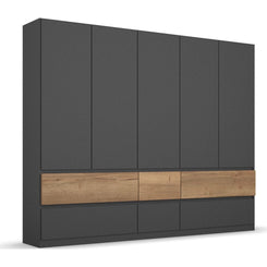 Winnipeg Metallic Grey 5 Door Wardrobe with Drawers - W226CM