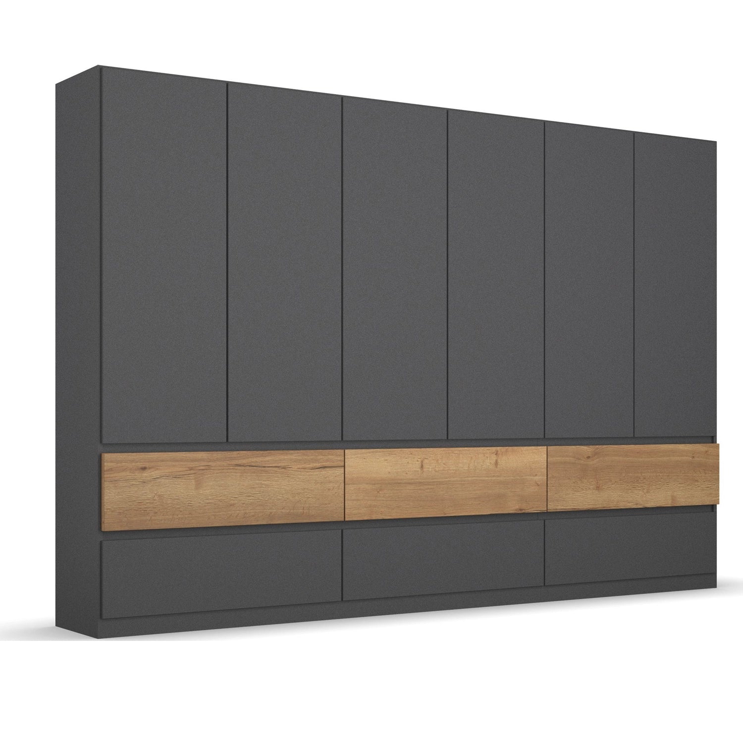 Winnipeg Metallic Grey 6 Door Wardrobe with Drawers - W271CM