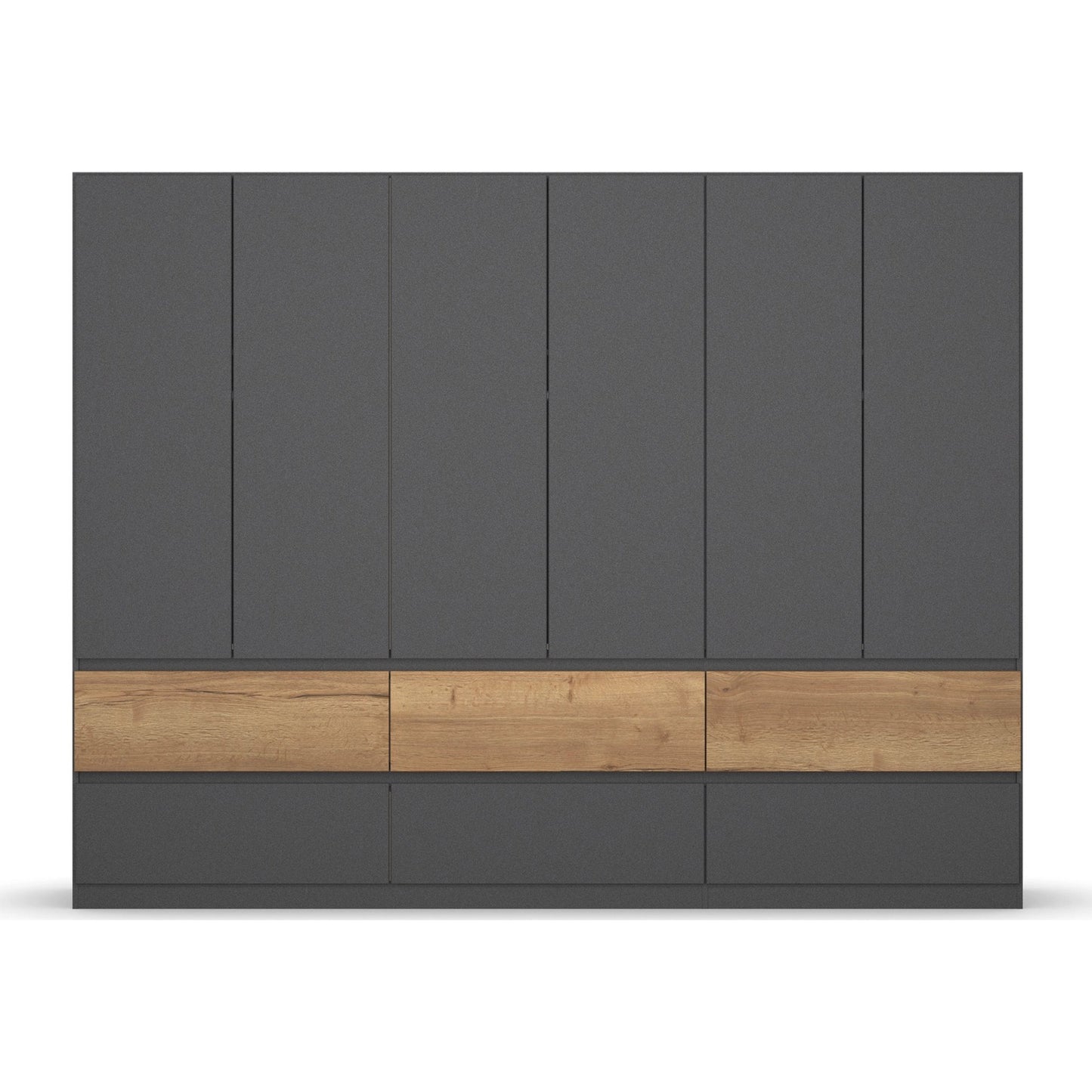 Winnipeg Metallic Grey 6 Door Wardrobe with Drawers - W271CM - Front View