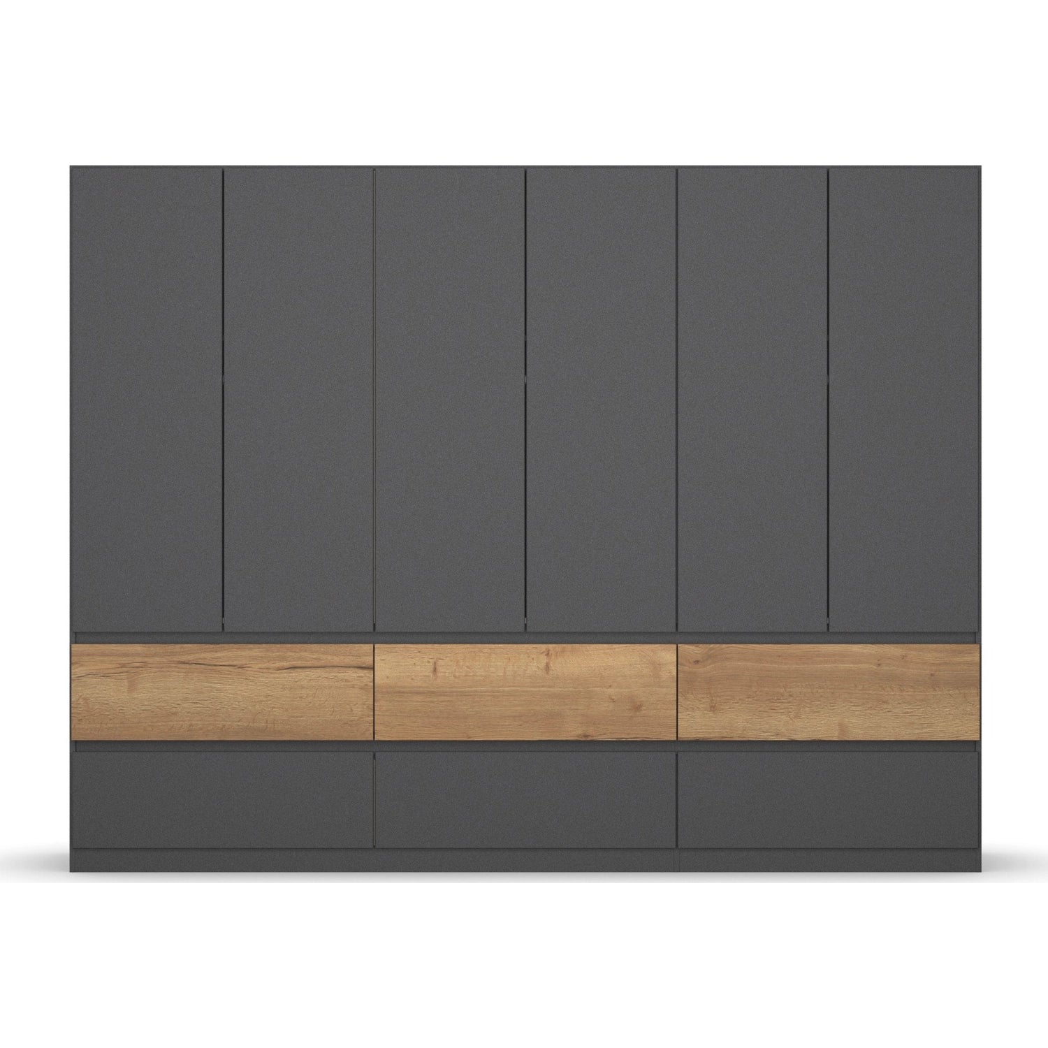 Winnipeg Metallic Grey 6 Door Wardrobe with Drawers - W271CM - Front View