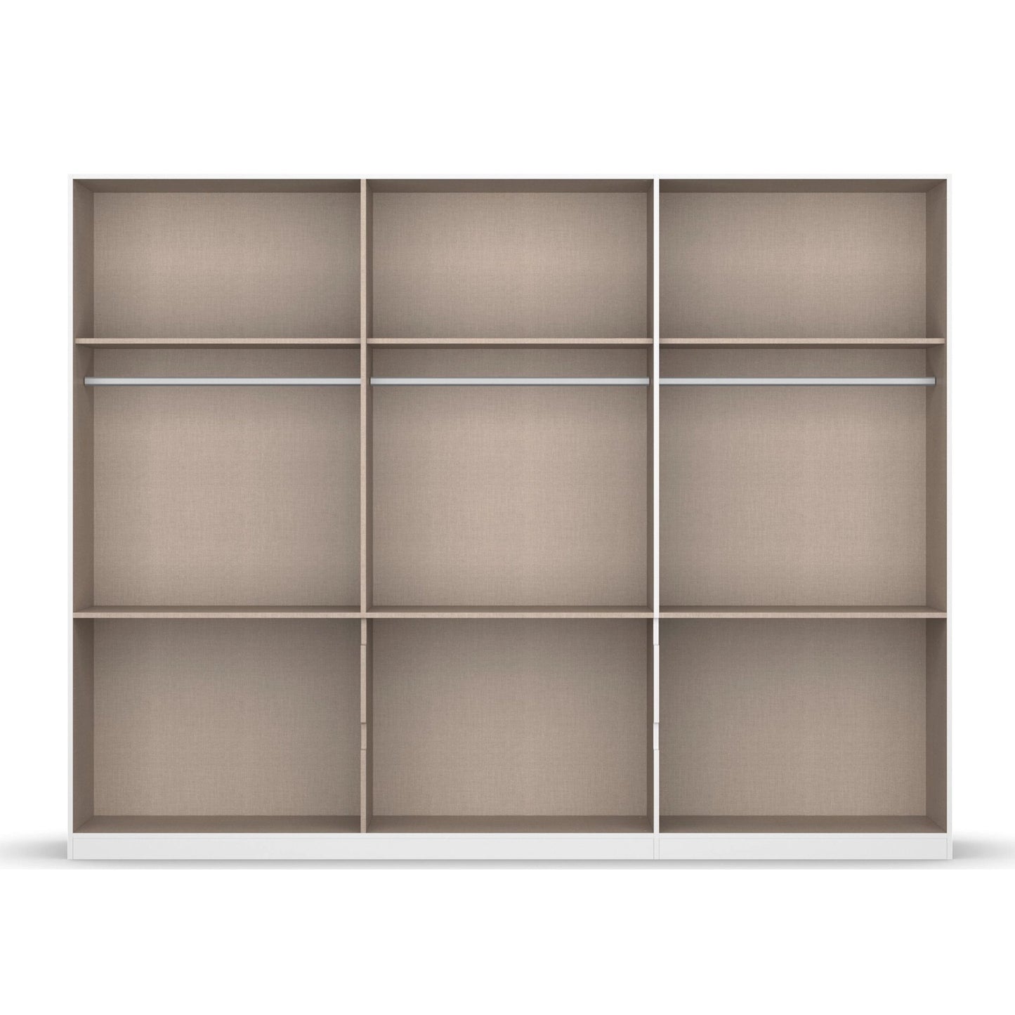 Winnipeg Metallic Grey 6 Door Wardrobe with Drawers - W271CM - Interior View