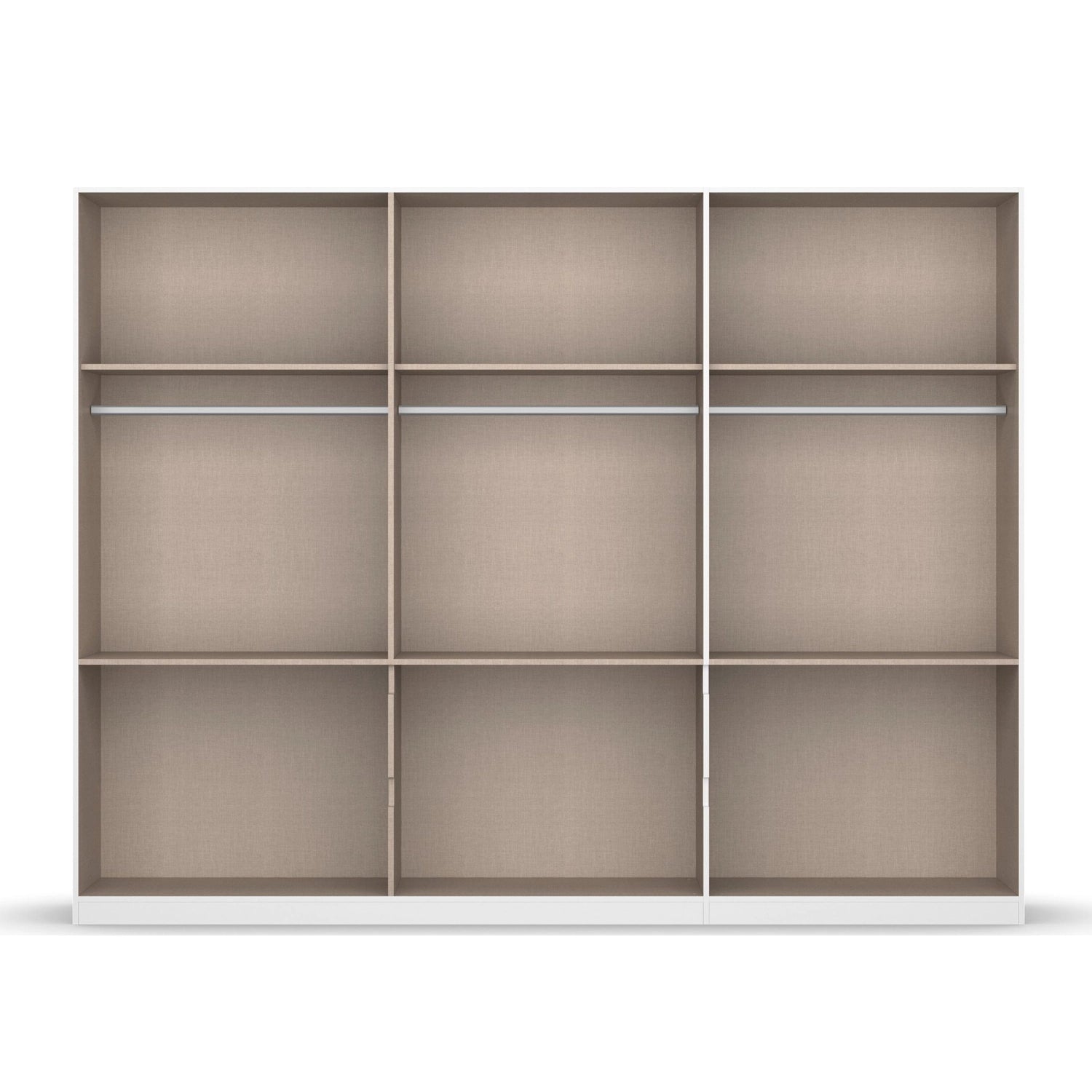 Winnipeg Metallic Grey 6 Door Wardrobe with Drawers - W271CM - Interior View