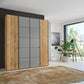 Zenith 200cm 4 Door Hinged Wardrobe Bianco Oak with Havana Glass 