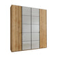 Zenith 200cm 4 Door Hinged Wardrobe Bianco Oak with Pebble Grey Glass 