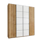 Zenith 200cm 4 Door Hinged Wardrobe Bianco Oak with White Glass 