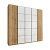 Zenith 250cm Bianco Oak with White Glass 5 Door Hinged Wardrobe 