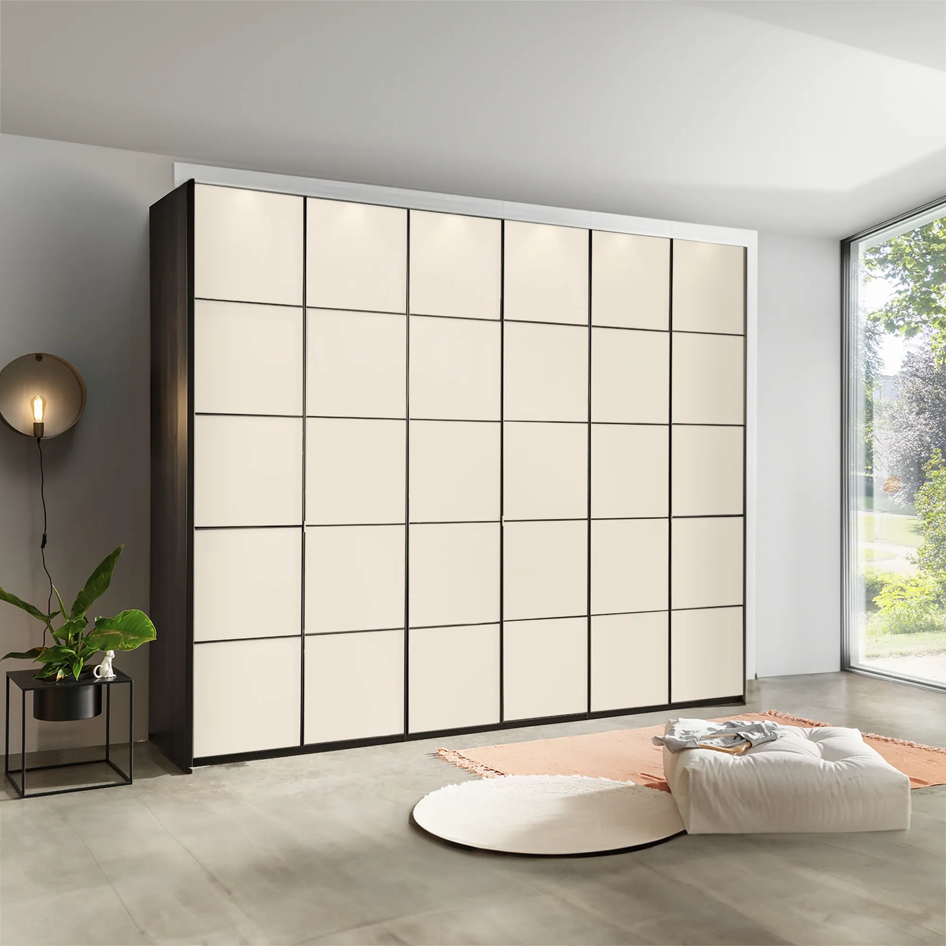 Zenith Champagne Glass Front 300cm Large 6 Door Wardrobe 