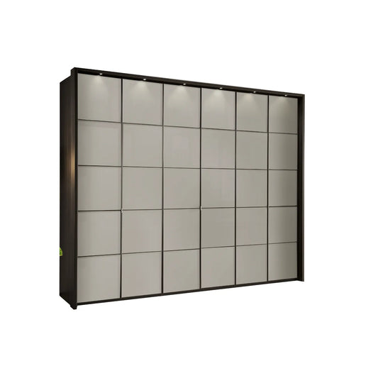 Zenith Havana Glass Front 300cm Large 6 Door Wardrobe 