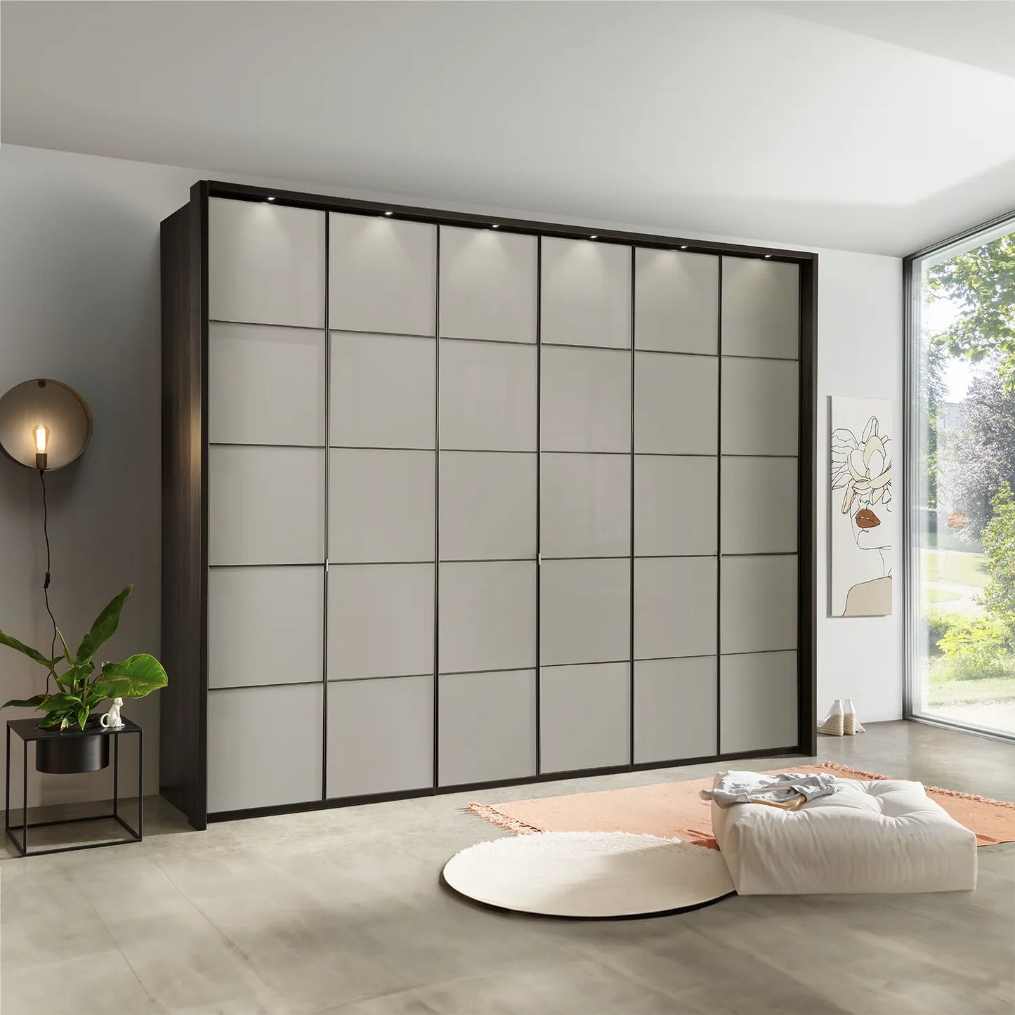 Zenith Havana Glass Front 300cm Large 6 Door Wardrobe 