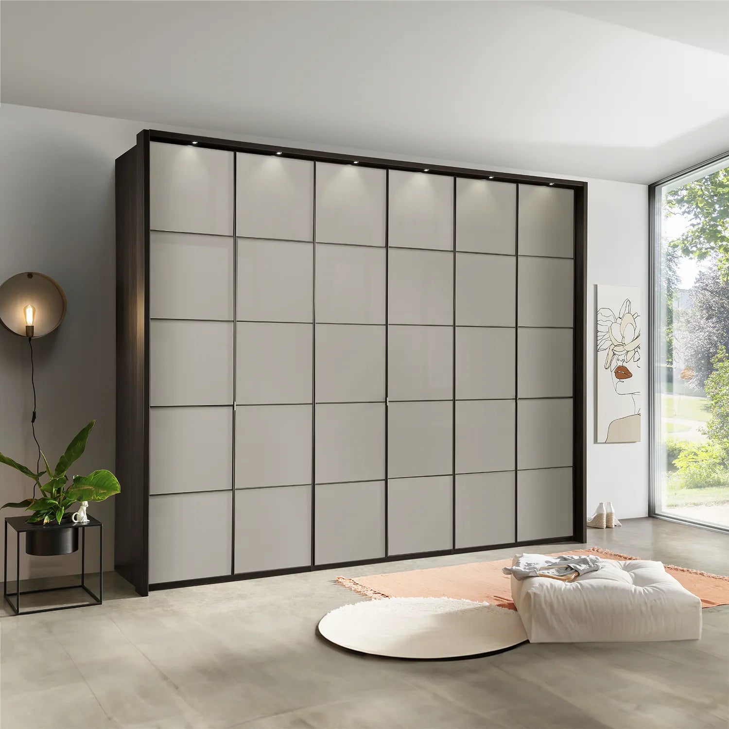 Zenith Havana Glass Front 300cm Large 6 Door Wardrobe 
