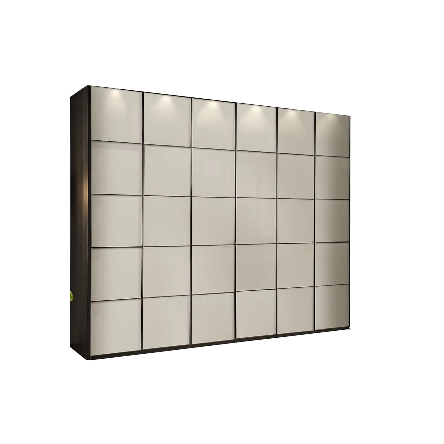 Zenith Pebble Grey Glass Front 300cm Large 6 Door Wardrobe 