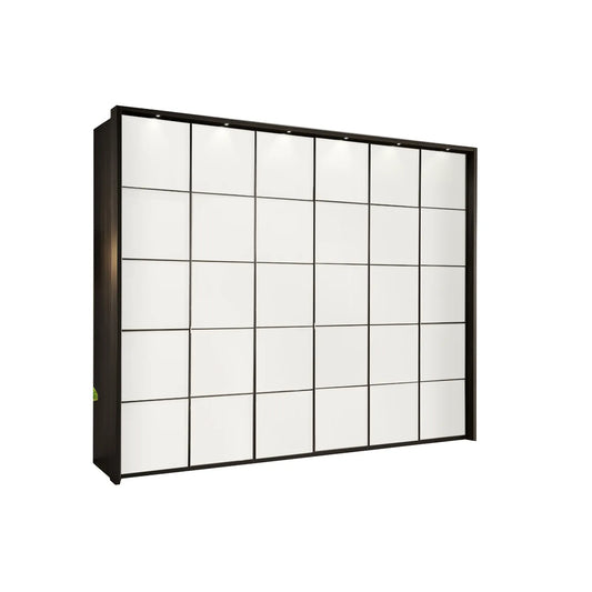Zenith White Glass Front 300cm Large 6 Door Wardrobe 