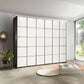 Zenith White Glass Front 300cm Large 6 Door Wardrobe 