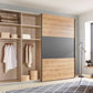 Corfu Bianco Oak & Graphite Sliding Door Wardrobe - Interior View Styled in a Living Room