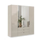 Amelia 200cm 4 Door Bifold Combi Wardrobe with 2 Mirror Doors, 2 Glass Doors and 3 Glass Drawers in Champagne