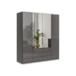 Amelia 200cm 4 Door Combi Wardrobe with 2 Mirror Doors, 2 Glass Doors and 3 Glass Drawers - Lava