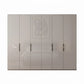 Amara 250cm 6 Door Hinged Wardrobe with Glass Doors in Pebble Grey - Front View